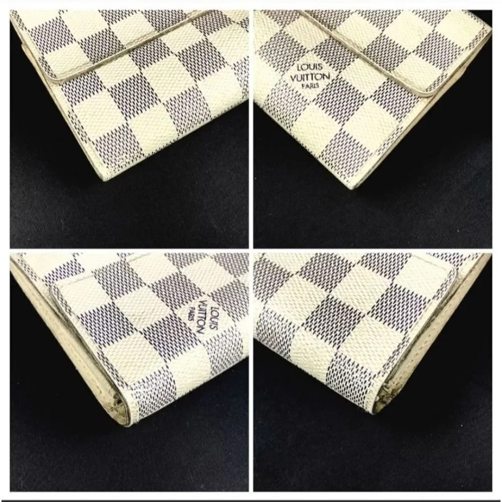 Authentic Louis Vuitton White Damier Wallet CAJ009.